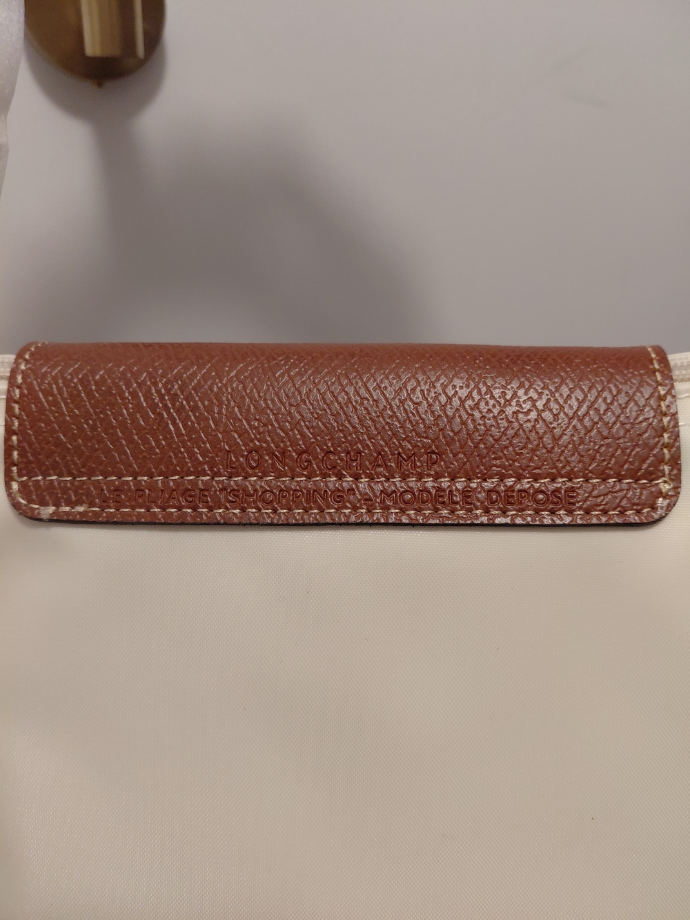 Longchamp Beige Tote with Brown Leather Trim - Picture 3 of 4